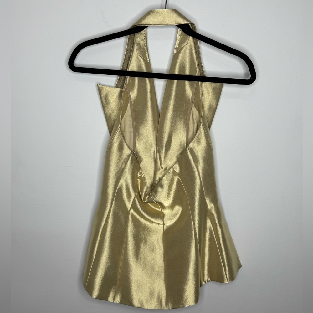 Fendi Cady Belted Metallic Gilet Top Gold Women’s US 0 - Picture 5 of 7